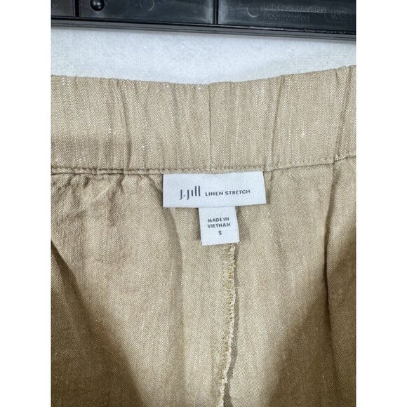 J. Jill Linen Stretch Pants Womens Small Beige Tan Flax Crop Split Leg Pull On - Picture 5 of 11